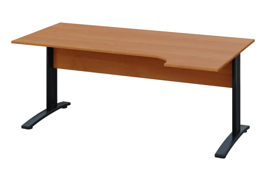 ERK 18 - 184 stůl kancelářský, rohový, pravý, kovová podnož černá, deska 18 mm, široký 1800 mm, olše jantar